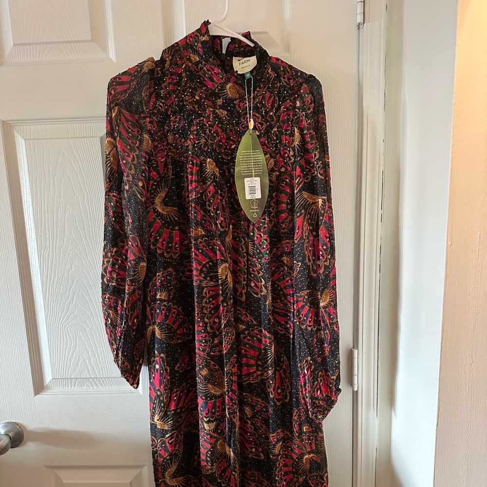 Farm Rio Midi Ruffle Dress XS - Picture 4 of 7
